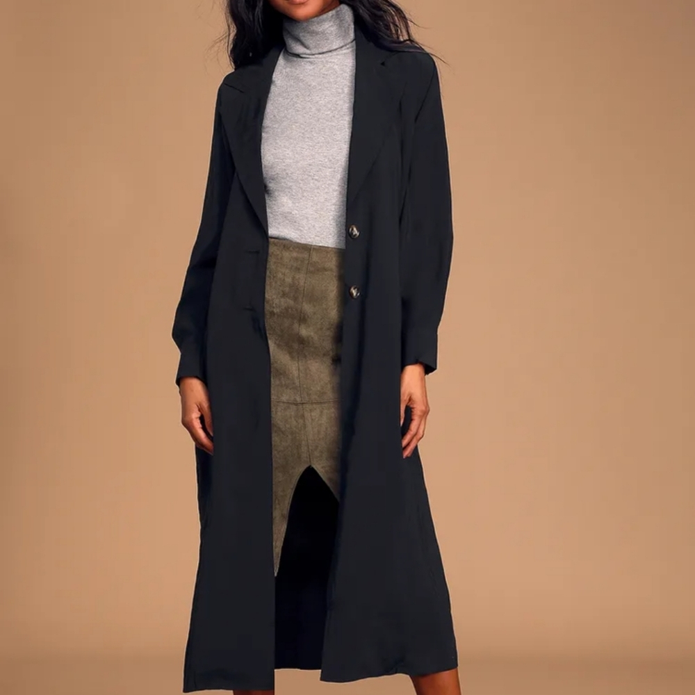 NWT lulus New regime black belted trench coat size small